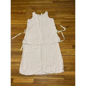 Vintage J Jill Womens 100% Linen Large Petite LP Pink Sleeveless Midi Layered